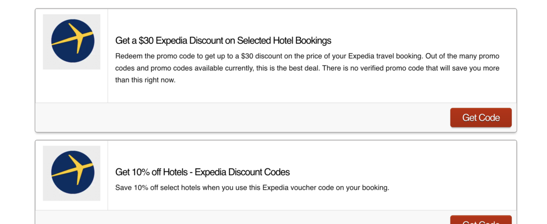 A screenshot from a coupon deals website run by Simpson Media Inc